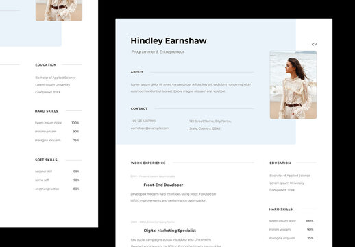 Elegant Light Blue Accent Resume Layout