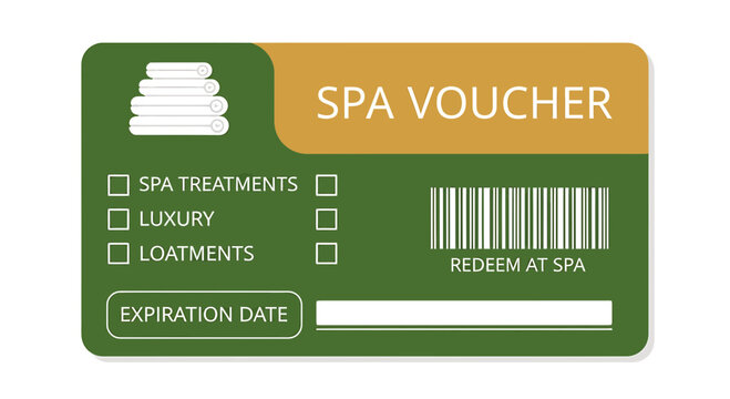 Spa Voucher, Luxury Treatment Certificate, Green and Yellow Gift Card, Wellness Service Coupon