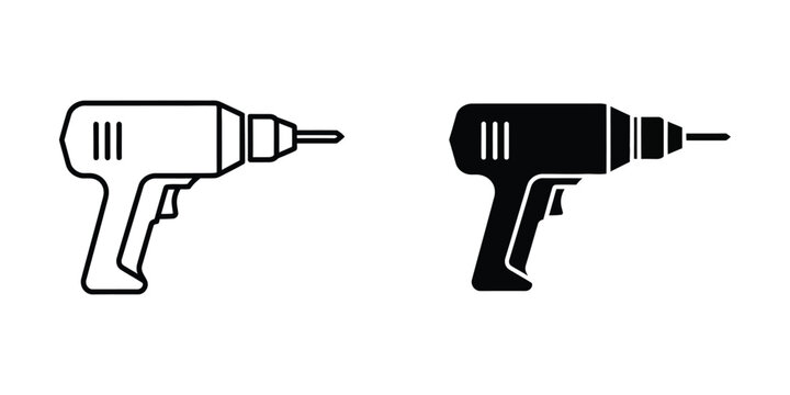 Contrast between a white and black outline power drill icon design