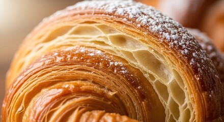 Fototapeta premium Delicious Croissant with Powdered Sugar.