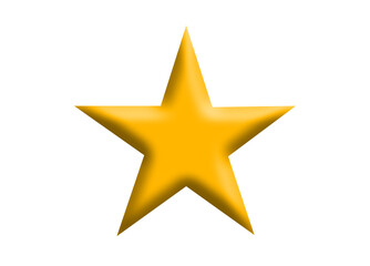 Obraz premium Glossy Yellow 3D Star Icon Bright Minimal Abstract Shape Isolated on White Background