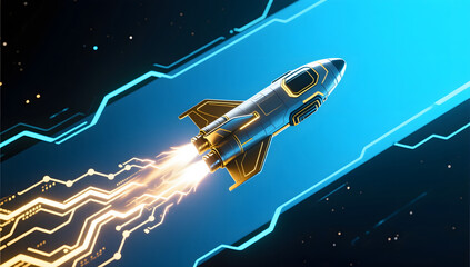 Obraz premium High Tech Spaceship Space Exploration and Energy Background