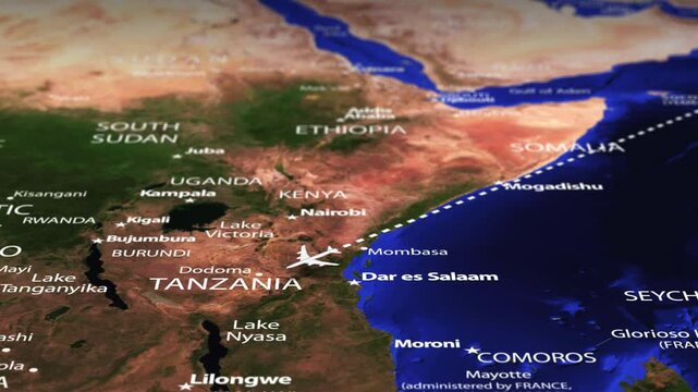 Flight From New Delhi INDIA to Windhoek NAMIBIA with flag pins
