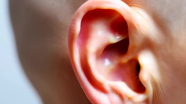 Close-up of a human ear showcasing its intricate structure and details. Understanding hearing anatomy and the importance of auditory health