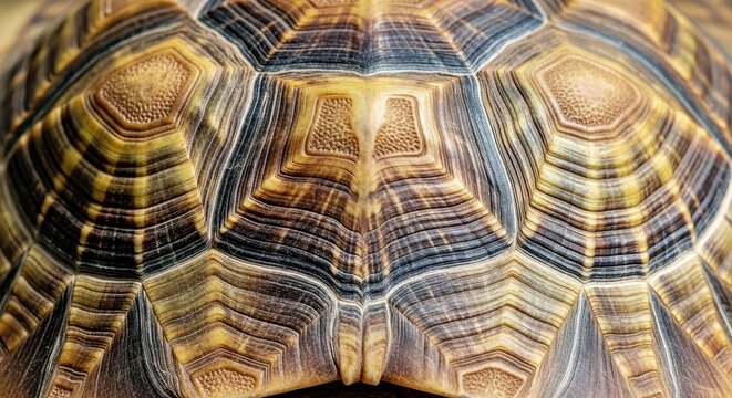 Close up View of a Beautiful Turtle Shell Patterned With Brown and Gold