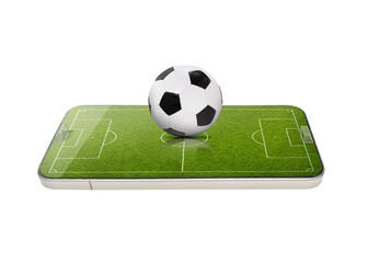 Flat design. Soccer field from above as a 3D smartphone - texture background - 3D-Illustration