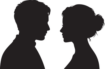 Fototapeta premium Man and woman silhouette face to face vector