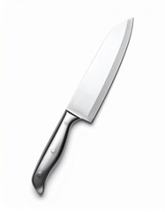 Fototapeta premium Stainless Steel Kitchen Knife with Silver Handle on White Background