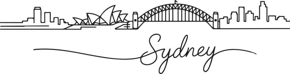 Obraz premium Pen line silhouette sydney