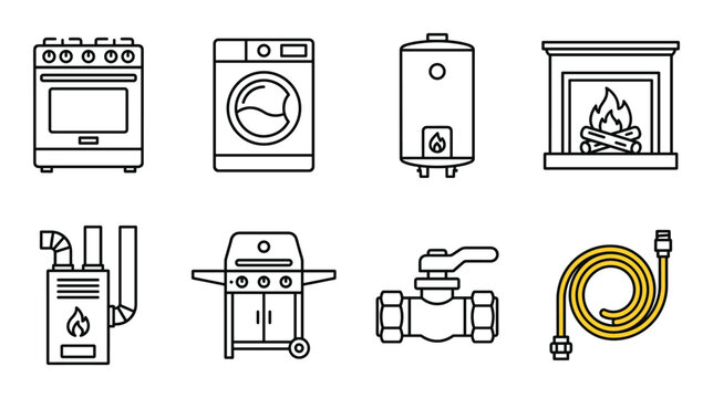 Stove washing machine boiler fireplace grill valve and hose