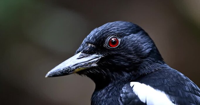 Close-up of Black Bird Profile.