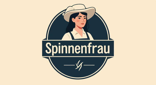 Stylized illustration of a woman in a straw hat and overalls