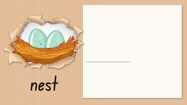 Educational Alphabet Animation for Letter N with Nest and Eggs
