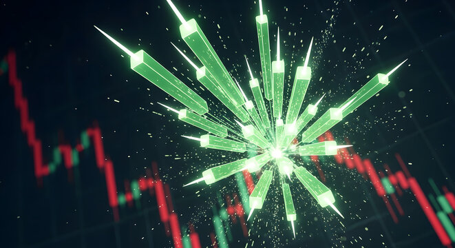 stock market financial chart green explosion growth
