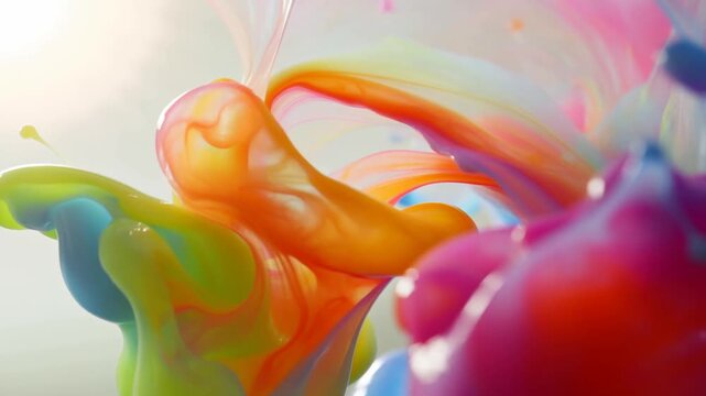 Vivid colors swirling and blending in liquid motion. Captivating abstract visuals for creative projects and artistic expression