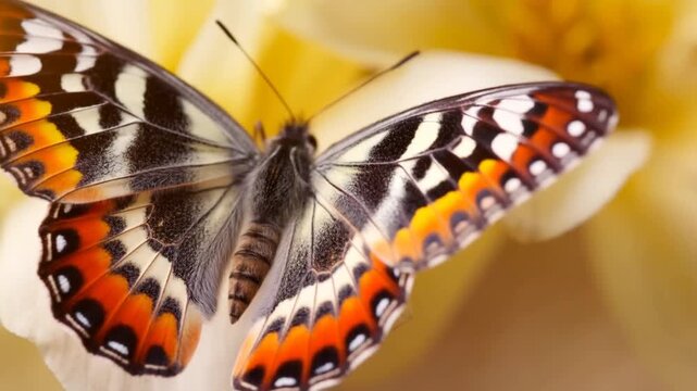 Close-up of a vibrant butterfly resting on a delicate flower. Symbolizes nature's beauty and the importance of pollinators in ecosystems