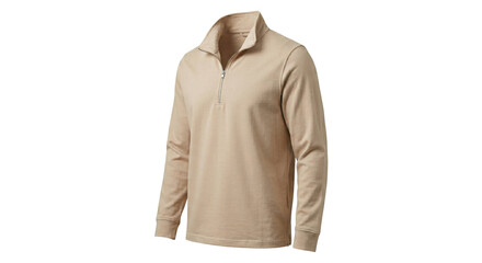 Mens sand colored quarter zip fleece pullover side view © BTG