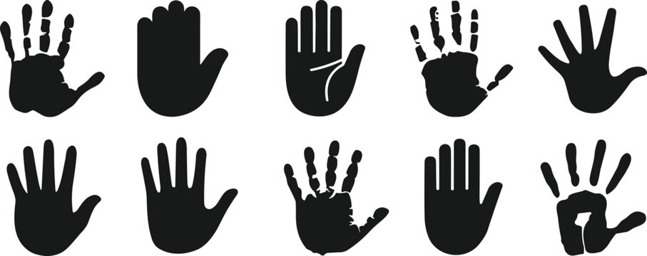 Hands prints set, Haman or person hand print collection.