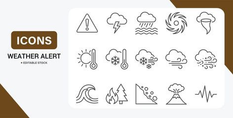 Fototapeta na wymiar Weather Alert Icon Set – Vector Collection for Natural Disasters & Severe Weather Conditions