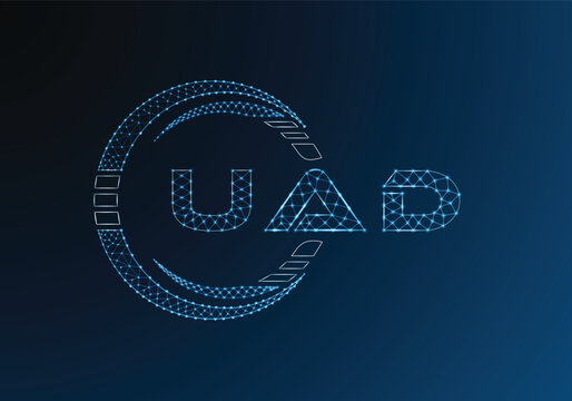 UAD low poly letter logo vector design. UAD lower poly logo design. Low poly logo.