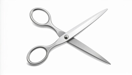 Fototapeta premium Metal Scissors Open Against White Background with Soft Shadowing for Crafting