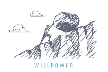 Willpower - Man Pushing Rock up Mountain © Andrej D