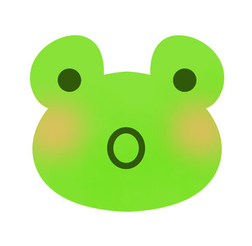 びっくりした表情の可愛いカエルの顔のイラスト