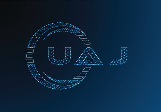 UAJ low poly letter logo vector design. UAJ lower poly logo design. Low poly logo.