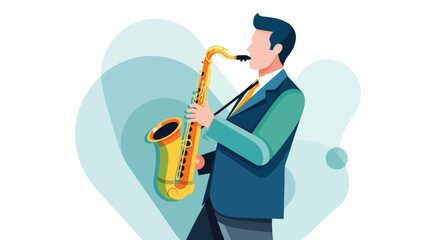 Naklejka premium Businessman playing saxophone in modern style