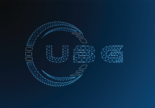 UBG low poly letter logo vector design. UBG lower poly logo design. Low poly logo.