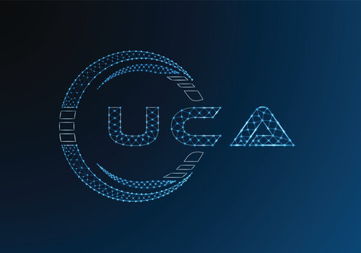 UCA low poly letter logo vector design. UCA lower poly logo design. Low poly logo.
