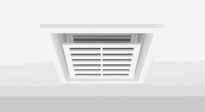 A ceiling air vent with horizontal louvers and a dark interior slot