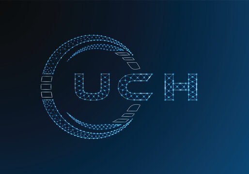 UCH low poly letter logo vector design. UCH lower poly logo design. Low poly logo.
