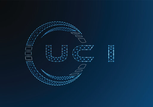 UCI low poly letter logo vector design. UCI lower poly logo design. Low poly logo.
