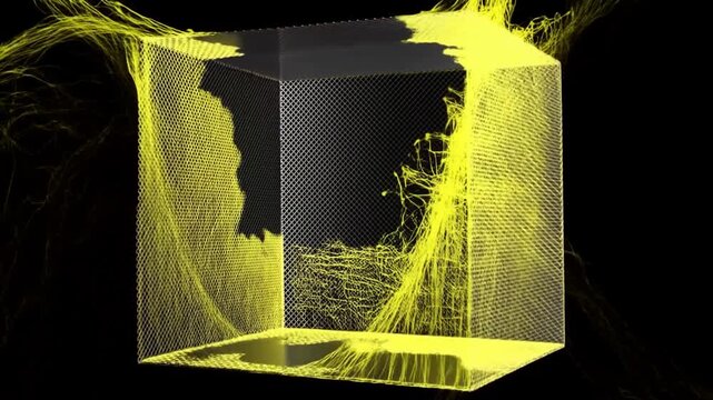 Quantum Cube Containment - Yellow Particle Energy Flow Network Structure