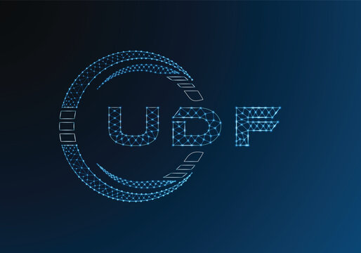 UDF low poly letter logo vector design. UDF lower poly logo design. Low poly logo.