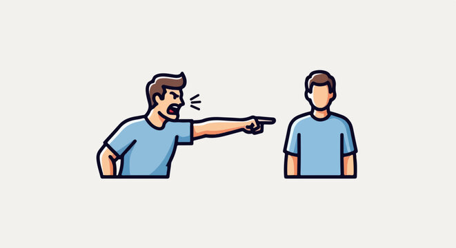 Angry person pointing at another person with accusatory expression