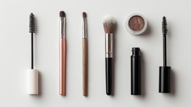 Spoolie brush with eyebrow makeup products