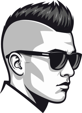 Striking profile of a person with a trendy undercut hairstyle and cool sunglasses
