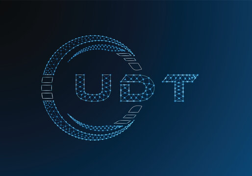 UDT low poly letter logo vector design. UDT lower poly logo design. Low poly logo.