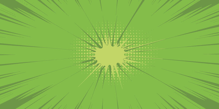 Green comic book style burst effect with dotted pattern and lines radiating outward