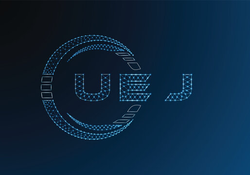 UEJ low poly letter logo vector design. UEJ lower poly logo design. Low poly logo.