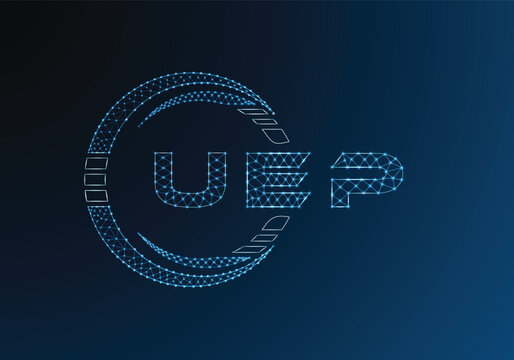 UEP low poly letter logo vector design. UEP lower poly logo design. Low poly logo.