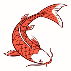 Vibrant orange koi fish, Japanese symbol, colorful illustration, fish scales © farjana
