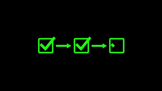 Timeline Infographic Showing Step-by-Step Process with Looping Progress animation. Checkpoints and Clean Minimalist Design for Presentations on with a transparent background.
