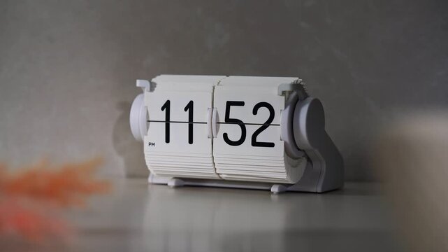 Desktop flip clock that is running.
