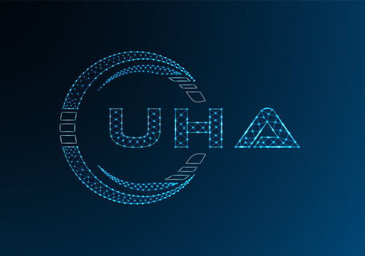 UHA low poly letter logo vector design. UHA lower poly logo design. Low poly logo.