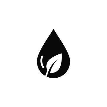 Black drop shape with white leaf inside teardrop