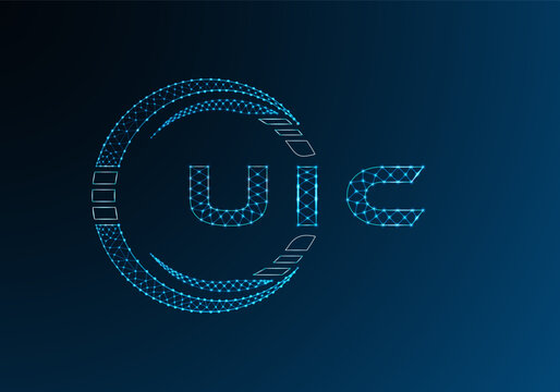 UIC low poly letter logo vector design. UIC lower poly logo design. Low poly logo.