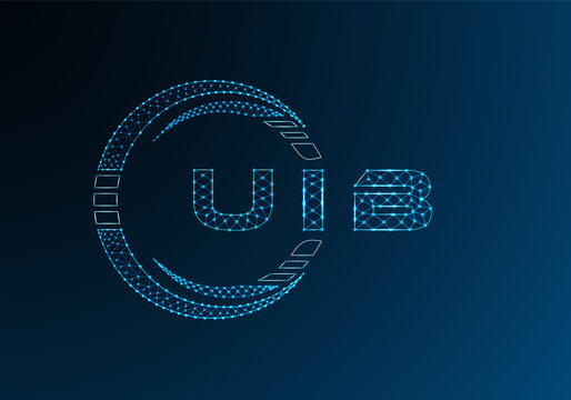 UIB low poly letter logo vector design. UIB lower poly logo design. Low poly logo.